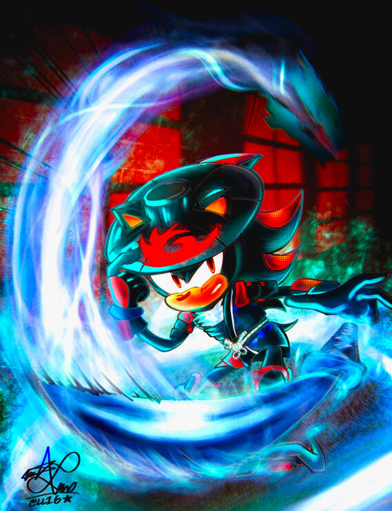 Demon Hunter Shadow The Hedgehog from Sonic The Hedgehog series. This illustration is inspired by the sheer power and effects of the demon hunter skin.