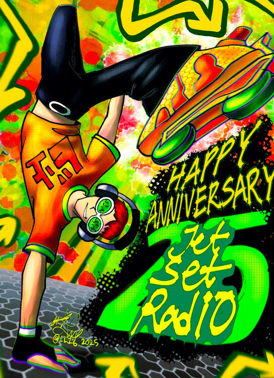 Beat From SEGA's Jet Set Radio made to celebrate the series 25th anniversary. While making the artwork I wanted to capture its streetstyle and y2k aesthetic with custom made brushes to suit JSR's style